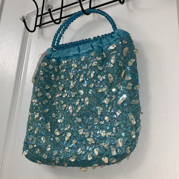 Blue Sequin Night Out Bag - Picture 3 of 15